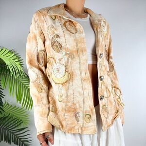 Womens Vintage 90s Indigo Moon Fairy Grunge Patchwork Bohemian Hippie Jacket / S